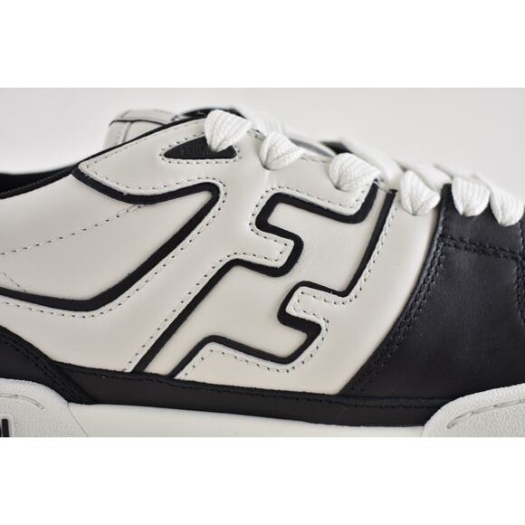 Fendi Match Sneakers Black White Leather FF Logo Monogram Low Top UK 11 US 12 - Picture 5 of 15
